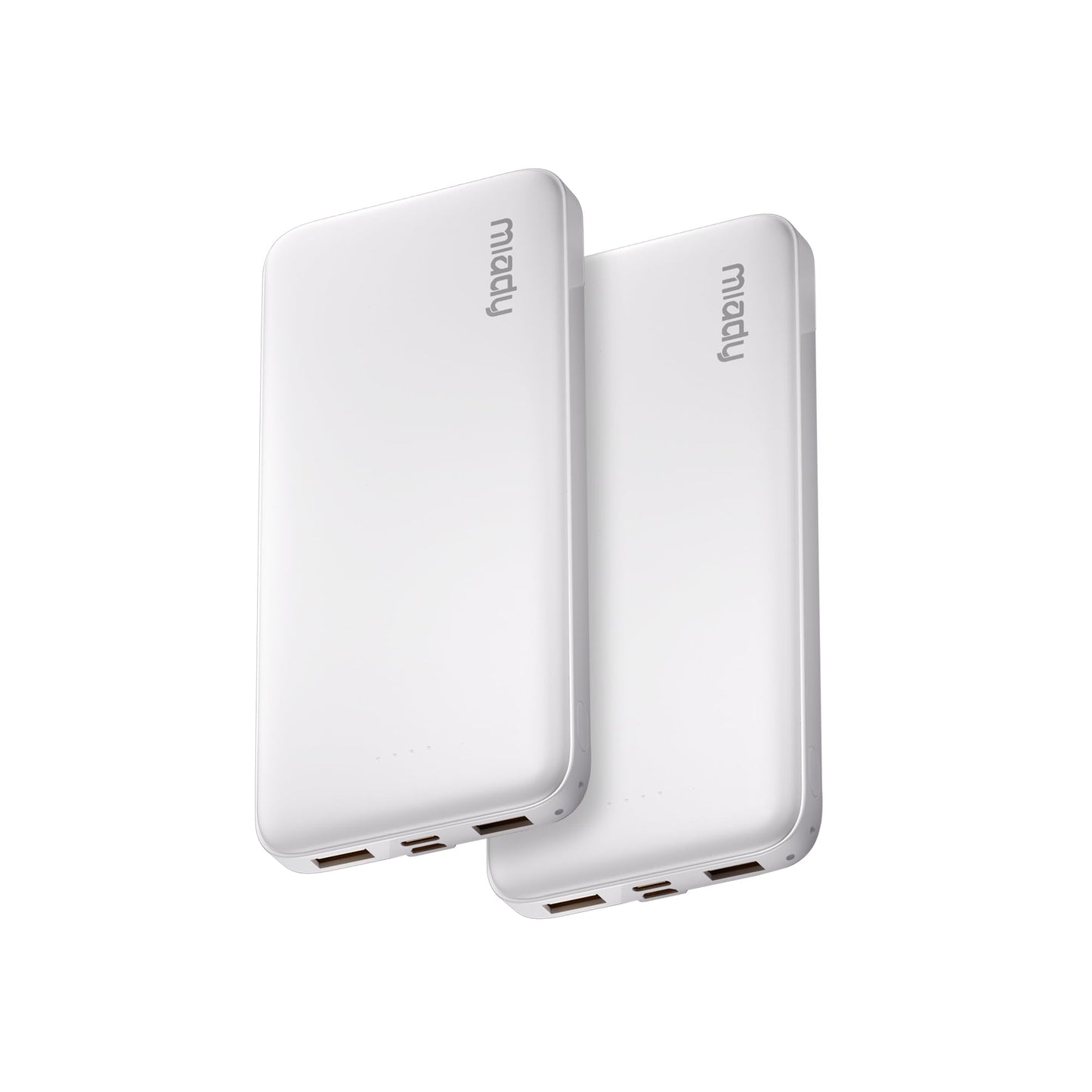 Miady 2-Pack Portable Charger, Slim 10000mAh Power Bank Travel Battery Pack 3 Outputs 2 Inputs Compatible with iPhone 17/16/15/14/13 Galaxy S24/22 iPad Android etc (Black+White)
