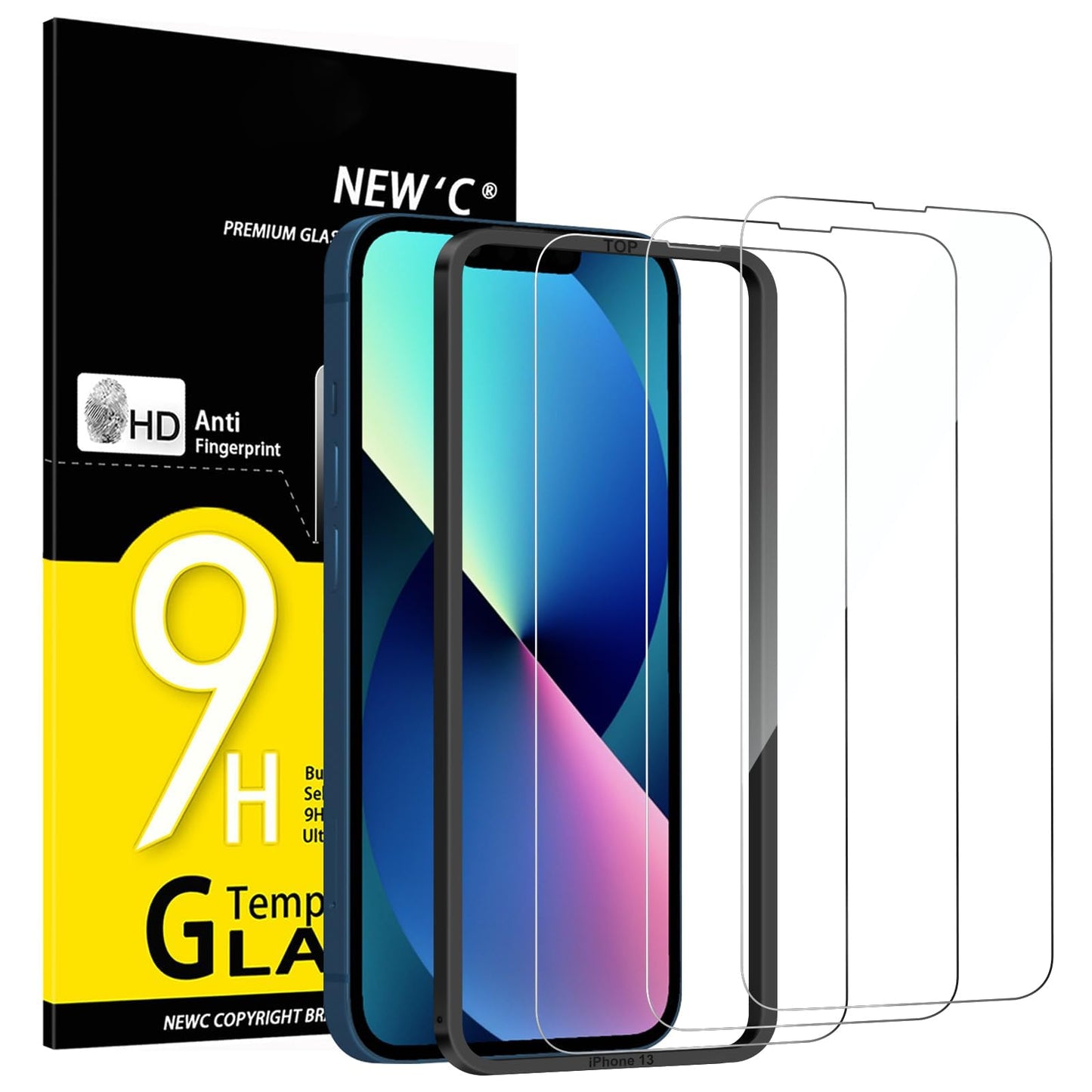 NEW'C 3 Pack Designed for iPhone 12,iPhone 12 Pro Screen Protector (6.1"), Enhanced Tempered Glass Protection, Case Friendly Bubble Free Ultra Resistant