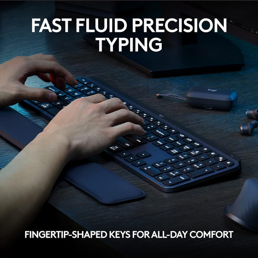 Logitech MX Keys S Wireless Keyboard, Low Profile, Fluid Precise Quiet Typing, Programmable Keys, Backlighting, Bluetooth, USB C Rechargeable, for Windows PC, Linux, Chrome, Mac - Graphite