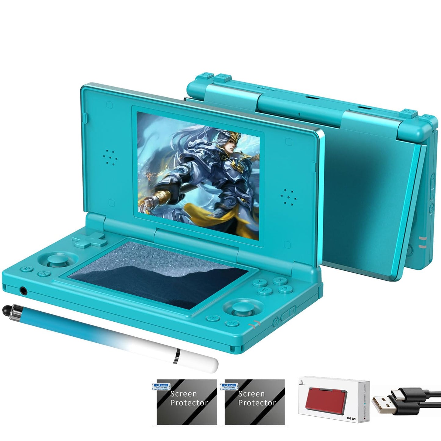 Aivuidbs RG DS Foldable Handheld Game Console RK3568 Anbernic RG DS Android 14 System two-Player Joystick Top and Bottom Dual Screen 4 inch OCA Full Touch Screen 4000mAh 3 + 32gb