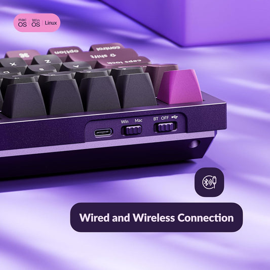 Keychron Q6 Pro Full-Size Wireless Bluetooth Mechanical Keyboard, Full Aluminum, Hot-Swappable Keychron Super Brown Switch, Launcher Programmable, NKRO Knob, KSA PBT Keycaps, Mac/Win/Linux - Purple
