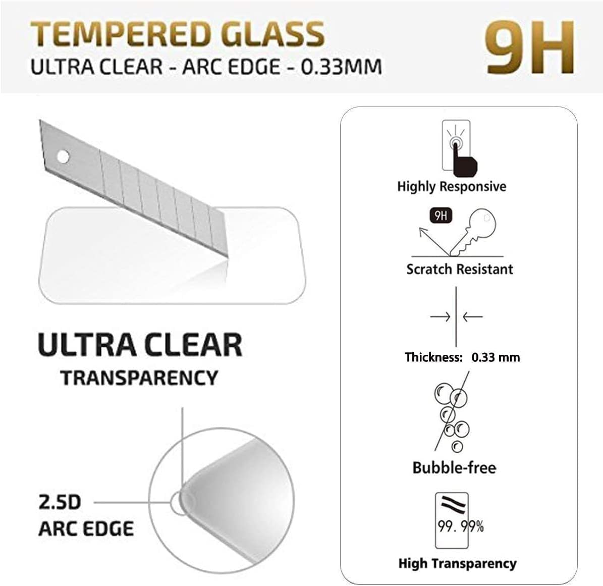 NEW'C 3 Pack Designed for iPhone 12,iPhone 12 Pro Screen Protector (6.1"), Enhanced Tempered Glass Protection, Case Friendly Bubble Free Ultra Resistant