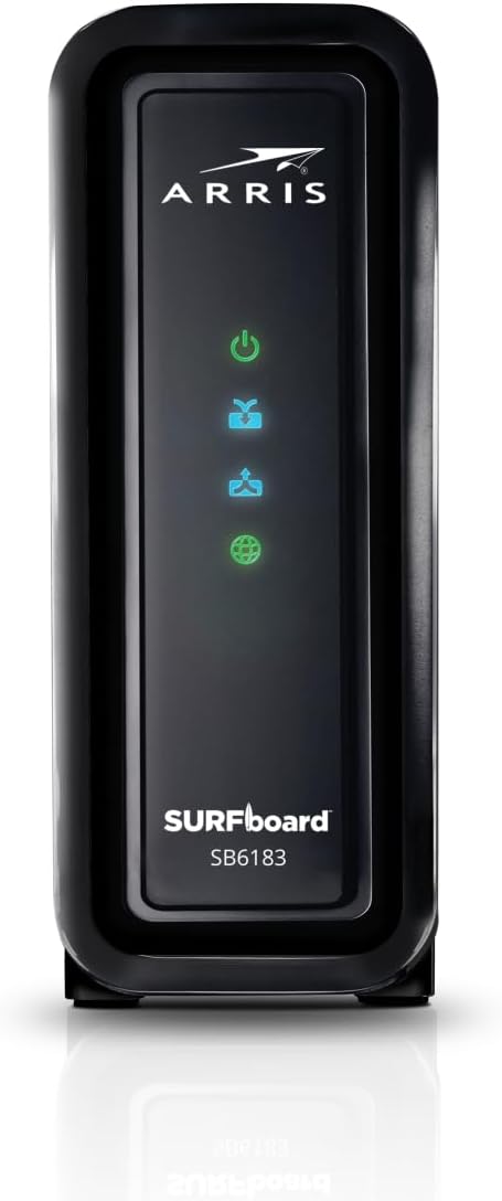 ARRIS (SB6183) -Cable Modem - Fast DOCSIS 3.0 16x4 Gigabit, [Check with your provider for compatibility], 1 Gbps Port, 400 Mbps Max Internet Speed, 2 Year Warranty