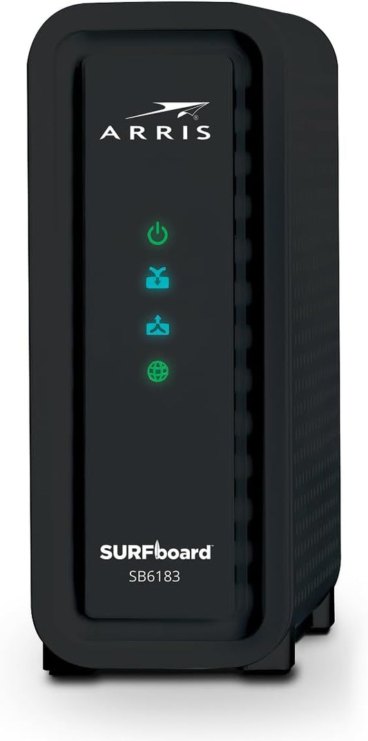 ARRIS (SB6183) -Cable Modem - Fast DOCSIS 3.0 16x4 Gigabit, [Check with your provider for compatibility], 1 Gbps Port, 400 Mbps Max Internet Speed, 2 Year Warranty