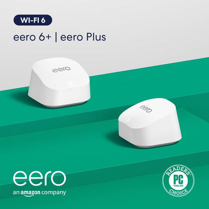 Amazon eero 6+ mesh wifi router - Supports internet plans up to a Gigabit, Coverage up to 1,500 sq. ft., Connect 75+ devices, 1-pack