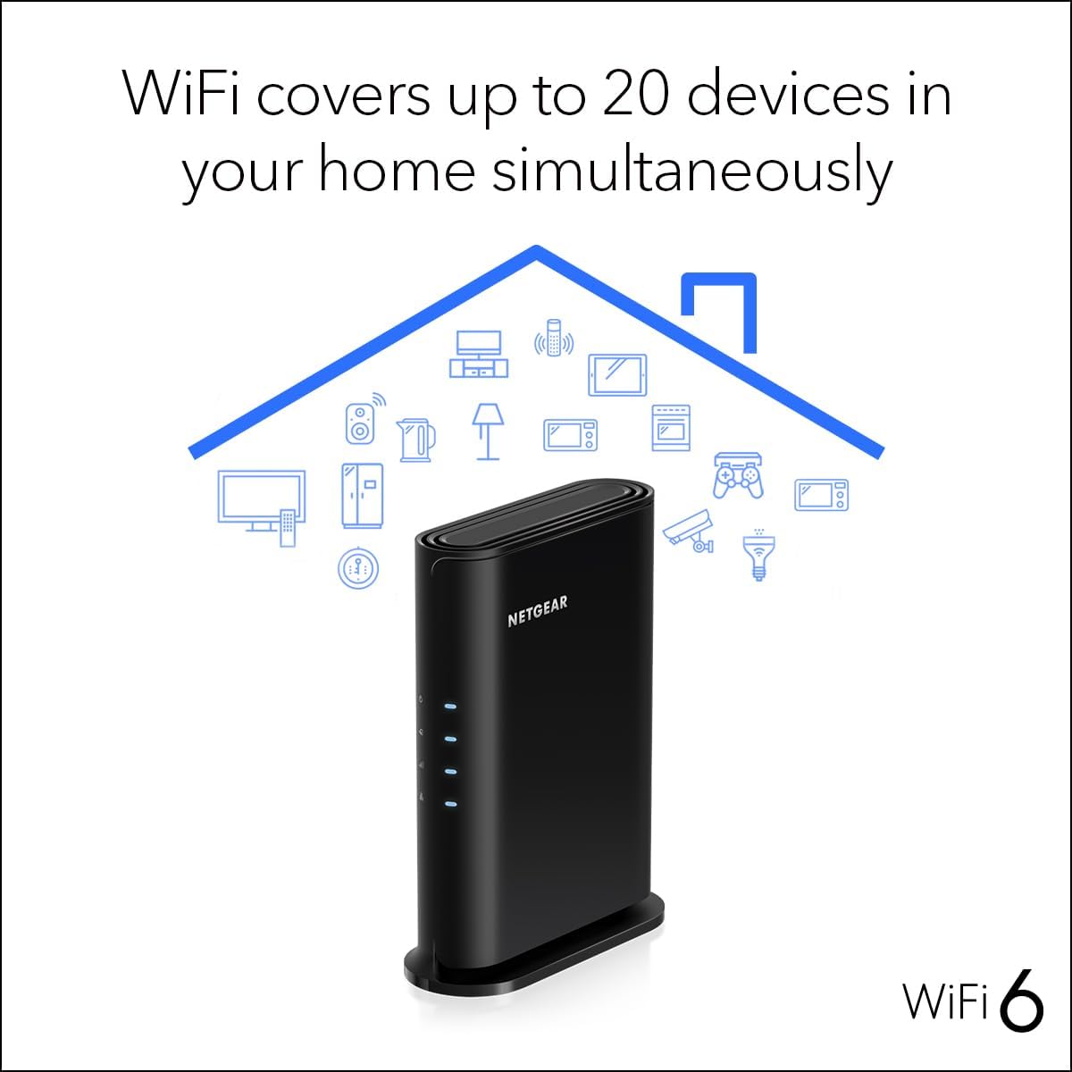 NETGEAR WiFi 6 Router 4-Stream (R6700AX) – Router Only, AX1800 Wireless Speed (Up to 1.8 Gbps), Covers up to 1,500 sq. ft., 20 Devices – Free Expert Help, Dual-Band