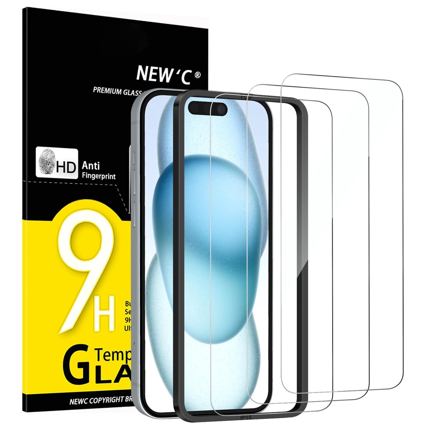 NEW'C 3 Pack Designed for iPhone 12,iPhone 12 Pro Screen Protector (6.1"), Enhanced Tempered Glass Protection, Case Friendly Bubble Free Ultra Resistant