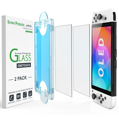 amFilm Auto-Alignment OneTouch for Nintendo Switch 2 Screen Protector [7.9''] 2025 Tempered Glass, Accessories, 30 seconds Installation, Bubble Free, Scratch Resistant, Touch Sensitive, Transparent [2 Pack]