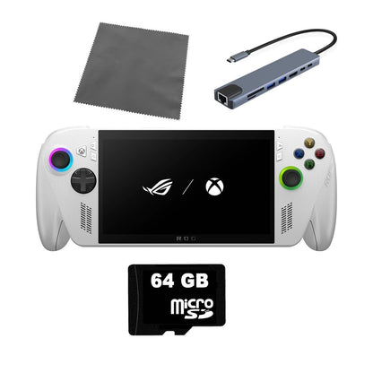 ASUS ROG Ally 1TB SSD AMD Ryzen Z2 A CPU Handheld Gaming Console 7-inch Touchscreen 120Hz, CyberEZQ 8 in 1 USB C Hub, 64GB MicroSD Card, 4 Accessories: 5 in 1 Bundle