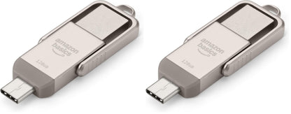 Amazon Basics 128GB USB Flash Drive, Thumb Drive Memory Stick with USB C and USB A Dual Ports, Champagne Silver