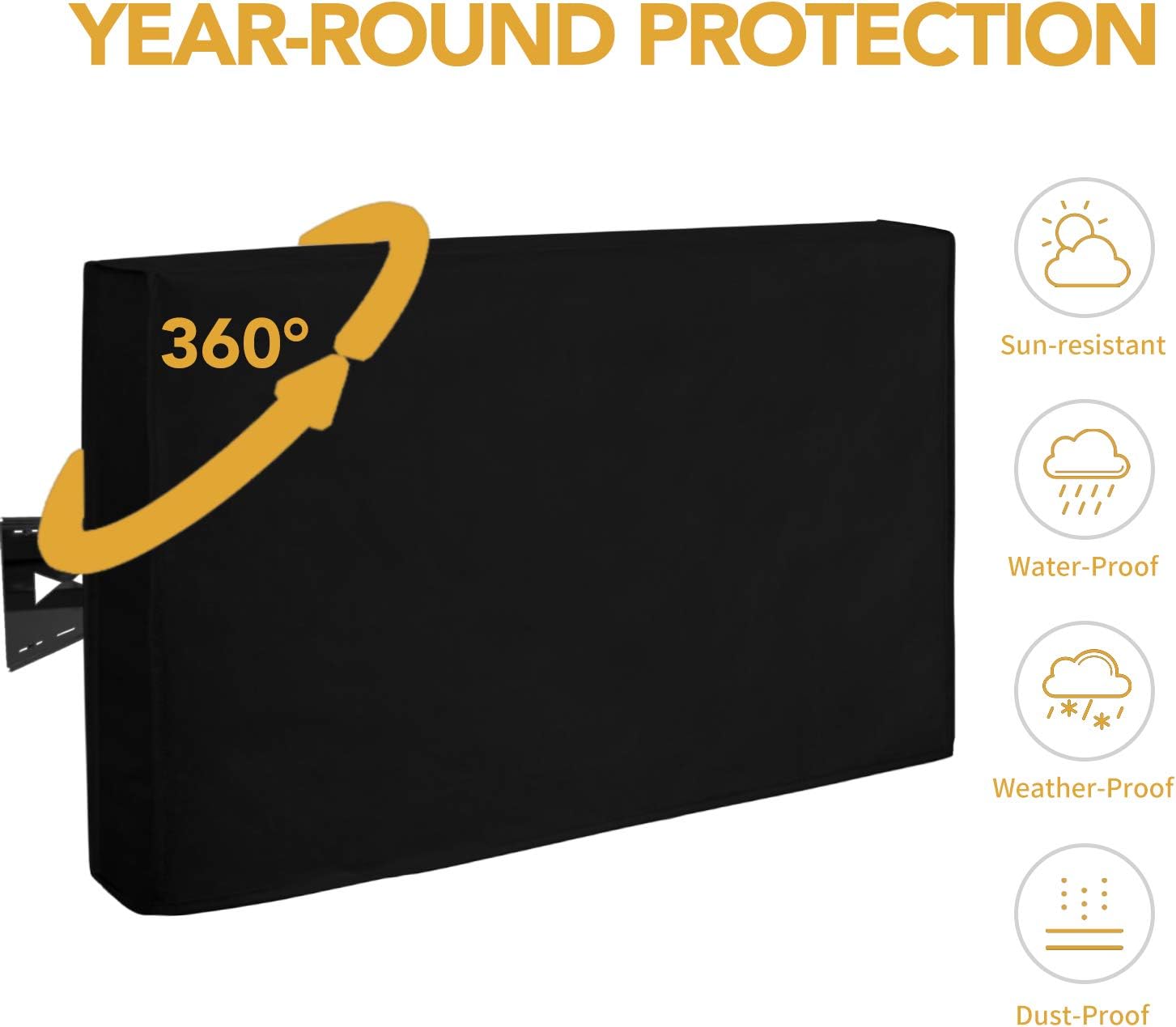 Outdoor TV Cover for 40 to 42 inches LCD, LED, Waterproof, Weatherproof and Dust-Proof TV Screen Protectors with Cleanig Cloth (42 inch,Black)