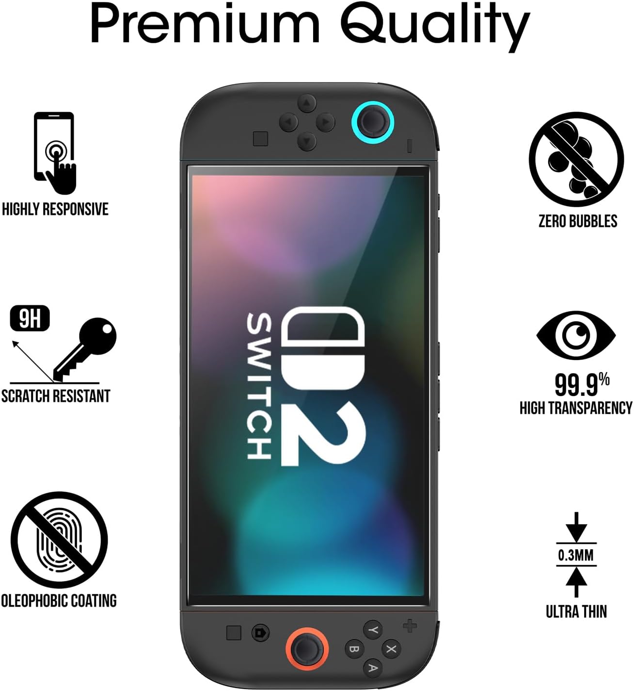 amFilm Auto-Alignment OneTouch for Nintendo Switch 2 Screen Protector [7.9''] 2025 Tempered Glass, Accessories, 30 seconds Installation, Bubble Free, Scratch Resistant, Touch Sensitive, Transparent [2 Pack]