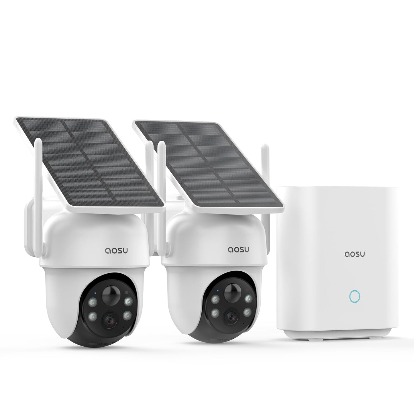 aosu Security Cameras Outdoor Wireless, 4 Cam-Kit, No Subscription Required, Solar-Powered, Home Security Cameras System with 360° Pan & Tilt, Auto Tracking, 2K Color Night Vision, Easy Setup