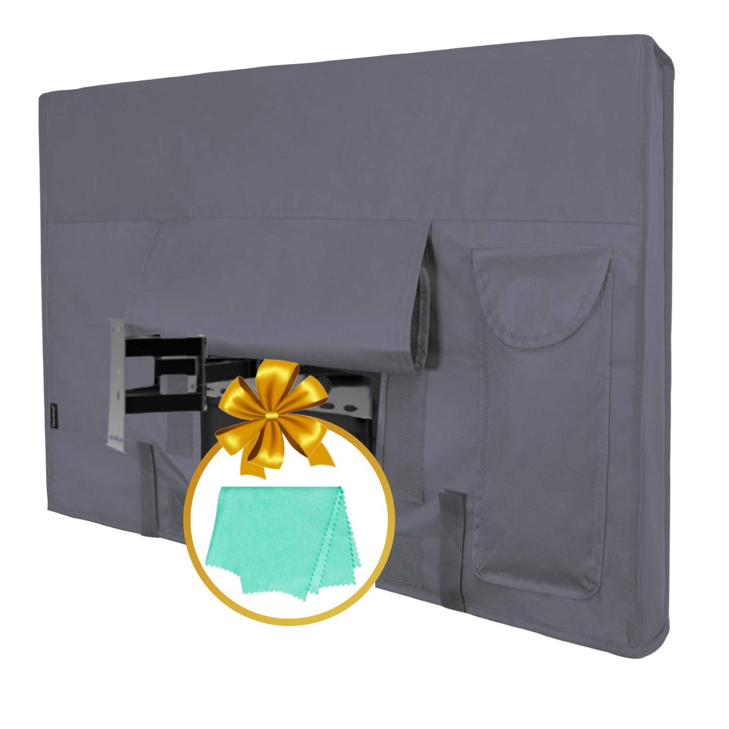 Outdoor TV Cover for 40 to 42 inches LCD, LED, Waterproof, Weatherproof and Dust-Proof TV Screen Protectors with Cleanig Cloth (42 inch,Black)