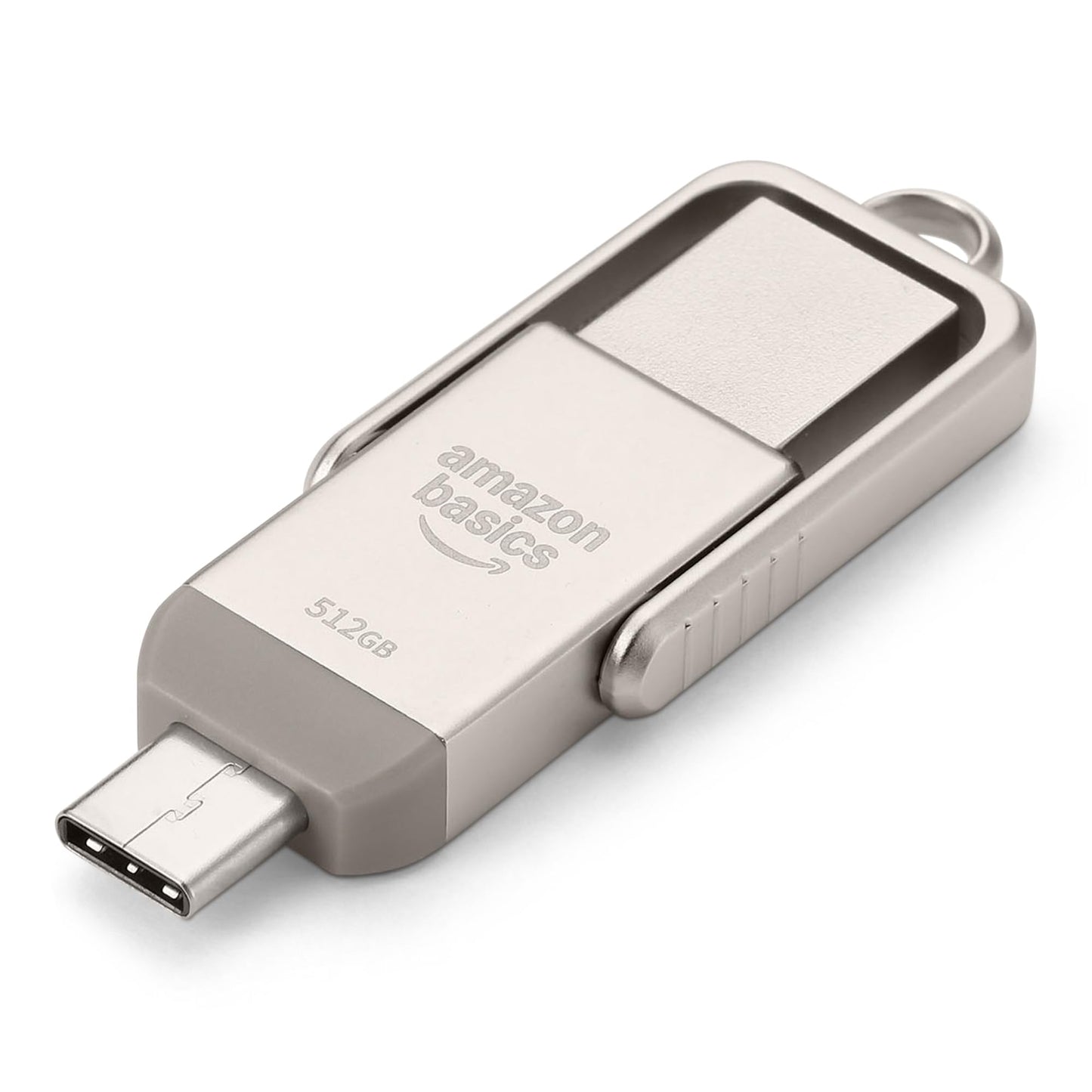 Amazon Basics 128GB USB Flash Drive, Thumb Drive Memory Stick with USB C and USB A Dual Ports, Champagne Silver