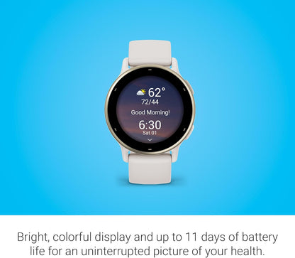 Garmin vívoactive 5, Health and Fitness GPS Smartwatch, AMOLED Display, Up to 11 Days of Battery, Ivory