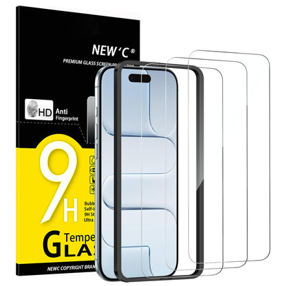 NEW'C 3 Pack Designed for iPhone 12,iPhone 12 Pro Screen Protector (6.1"), Enhanced Tempered Glass Protection, Case Friendly Bubble Free Ultra Resistant