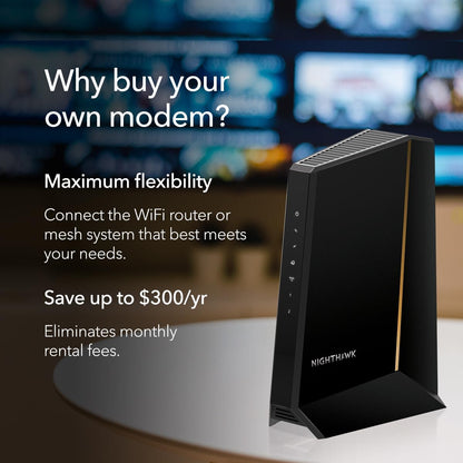 NETGEAR Nighthawk DOCSIS 3.1 Mid/high-Split Cable Modem (CM3000) – Approved for Today’s Fastest Speeds - Works with All Providers Incl. Xfinity, Spectrum, Cox - for Plans up to 2.5Gbps