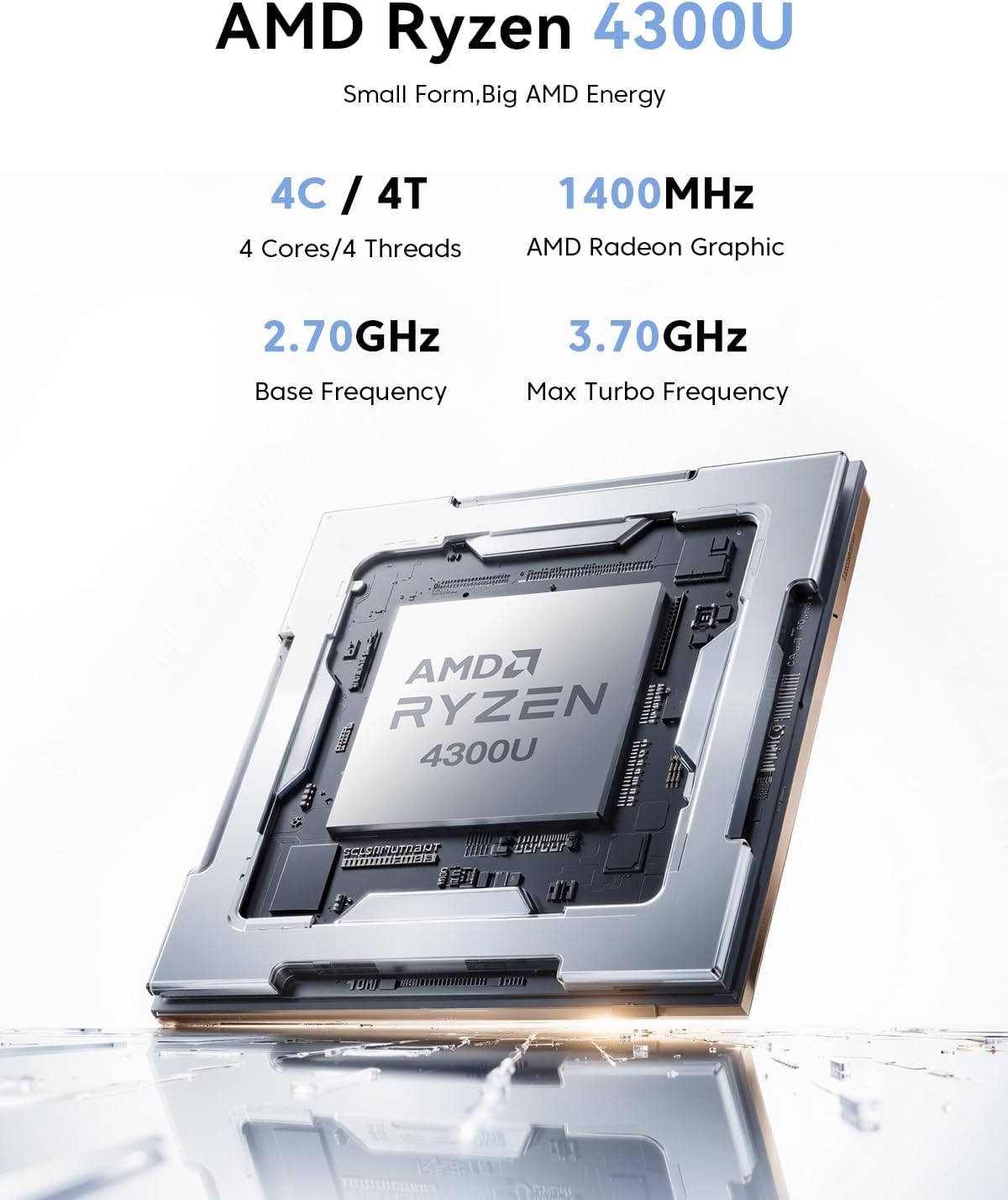 KAMRUI Pinova P1 Mini PC Win 11 Pro, AMD Ryzen 4300U 16GB RAM 1TB SSD Mini Computers (Beats N150/10110U, up to 3.7GHz), Micro Desktop PC Triple 4K Display, Dual WiFi, BT for Business Office Home