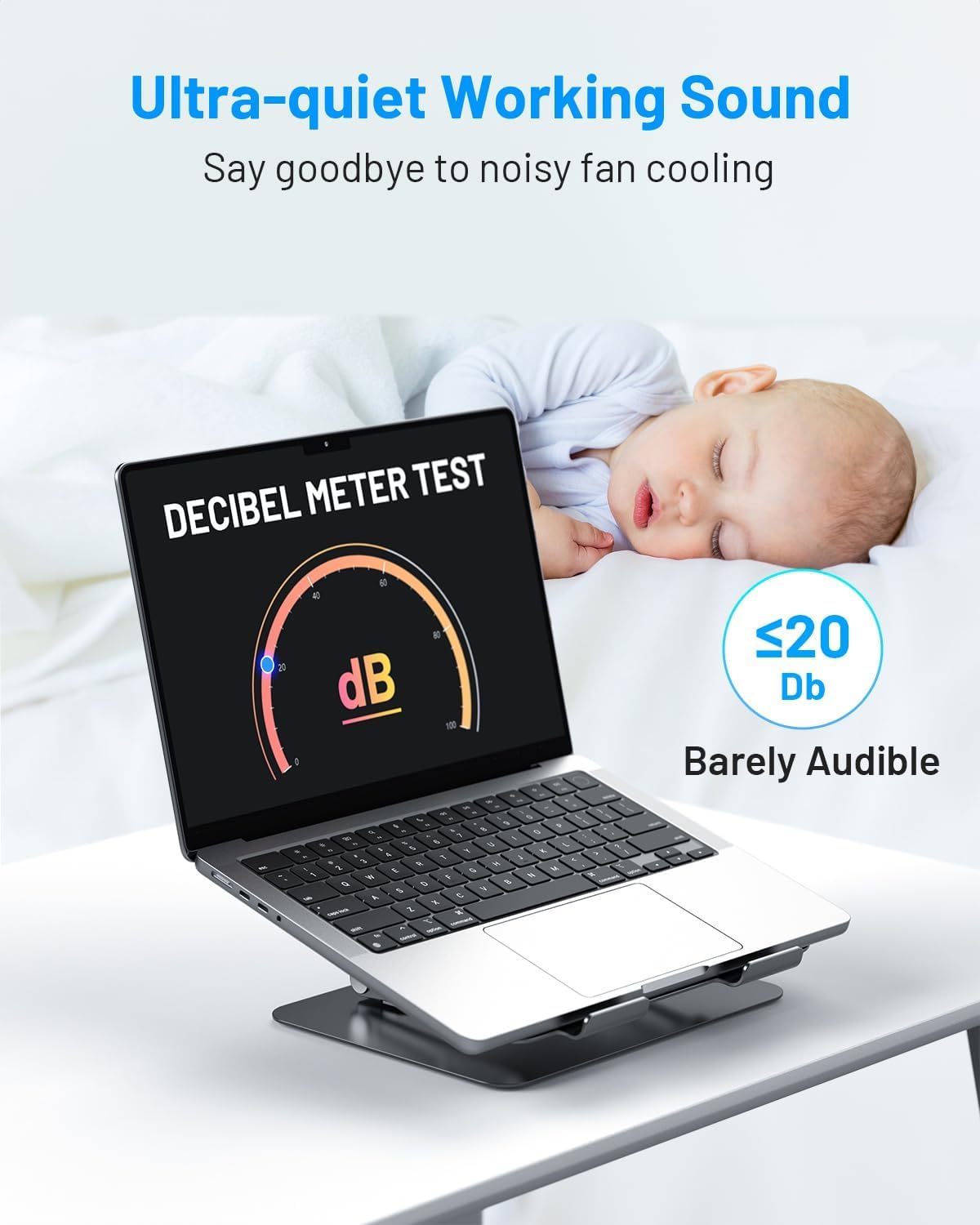 Metfut Laptop Cooling Pad with Detachable Fan & Cooler, Adjustable Height & Angle, 360 Rotation Base, Ultra-Quiet, Carbon Steel Framework for MacBook, ASUS, Dell 10-16” Laptop for Tablet, DJ Mixer