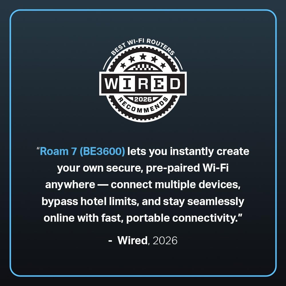 TP-Link Roam 7 BE3600 Wi-Fi 7 Portable Travel Router | Dual-Band, 2.5G Port, USB 3.0 | Multi-Modes in One | OpenVPN, WireGuard® | Public WiFi Sharing for Hotel/Cruise/RV/Plane | No 6 GHz | TL-WR3602BE