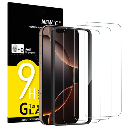 NEW'C 3 Pack Designed for iPhone 12,iPhone 12 Pro Screen Protector (6.1"), Enhanced Tempered Glass Protection, Case Friendly Bubble Free Ultra Resistant