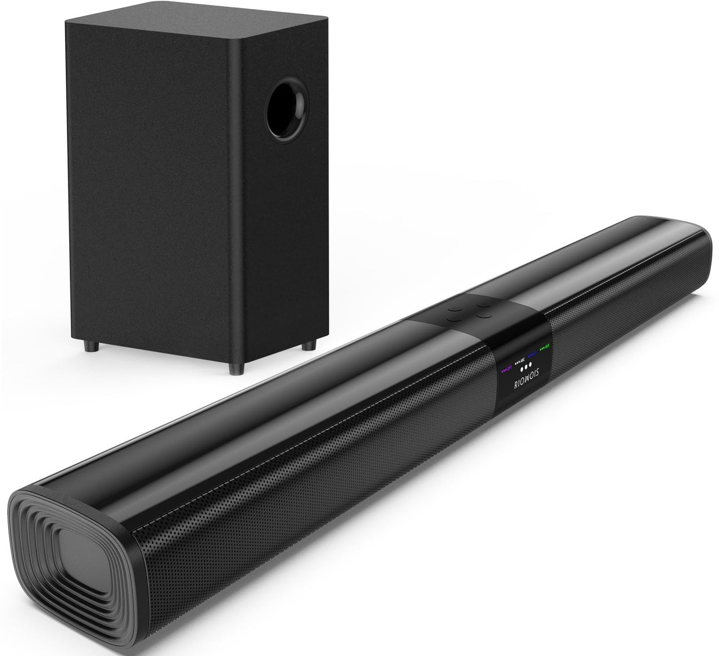 Saiyin Sound Bars for TV with Subwoofer, 2.1 Deep Bass Small Soundbar Monitor Speaker Home Theater Surround System PC Gaming Bluetooth/AUX/Optical Connection, Wall Mountable 17-inch