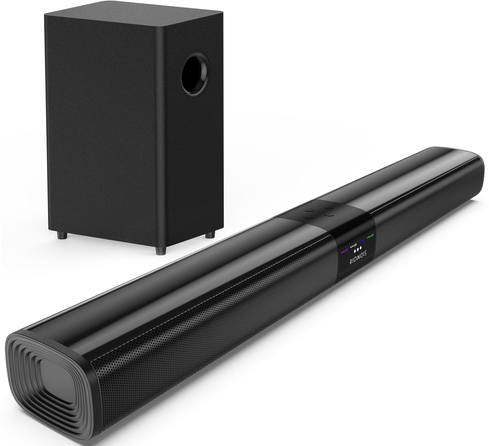 Saiyin Sound Bars for TV with Subwoofer, 2.1 Deep Bass Small Soundbar Monitor Speaker Home Theater Surround System PC Gaming Bluetooth/AUX/Optical Connection, Wall Mountable 17-inch