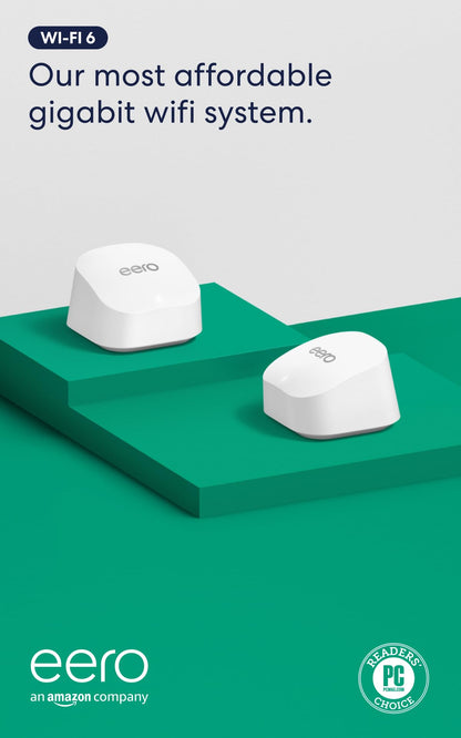 Amazon eero 6+ mesh wifi router - Supports internet plans up to a Gigabit, Coverage up to 1,500 sq. ft., Connect 75+ devices, 1-pack
