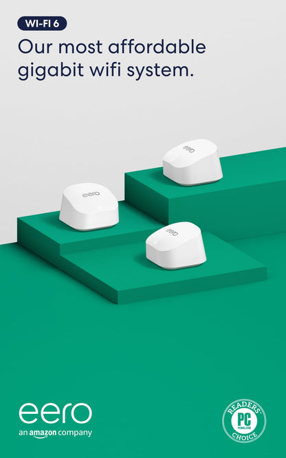 Amazon eero 6+ mesh wifi router - Supports internet plans up to a Gigabit, Coverage up to 1,500 sq. ft., Connect 75+ devices, 1-pack