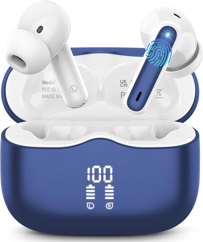 Wireless Earbuds, Bluetooth 5.4 Headphones in Ear with 4 ENC Noise Cancelling Mic, New Wireless Earphones HiFi Stereo Deep Bass 40H Playtime, In-Ear Bluetooth Earbuds LED Display IP7 Waterproof, USB-C