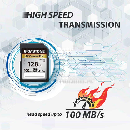 【5-Years Data Recovery】GIGASTONE 128GB SD Card, 4K Camera Pro, A1 V30 SDXC Memory Card 4K UHD Video Compatible with Canon Digital Camera, with 1 Mini Cases
