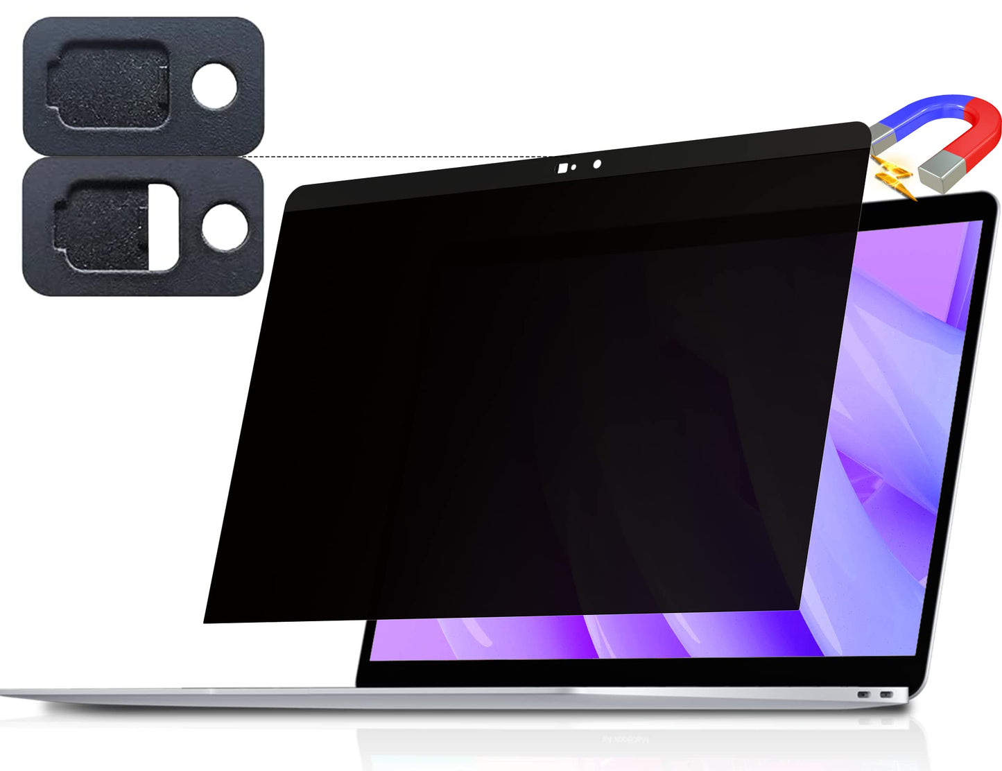 Peslv [2-Pack] 24 Inch Privacy Screen for Computer Monitor 16:9 Aspect Ratio, Eye Protection Anti Blue Light Glare Shield, 24inch Removable Black Blackout Anti Spy Desktop Security Private Filter