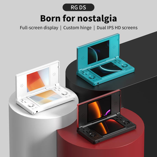 Aivuidbs RG DS Foldable Handheld Game Console RK3568 Anbernic RG DS Android 14 System two-Player Joystick Top and Bottom Dual Screen 4 inch OCA Full Touch Screen 4000mAh 3 + 32gb