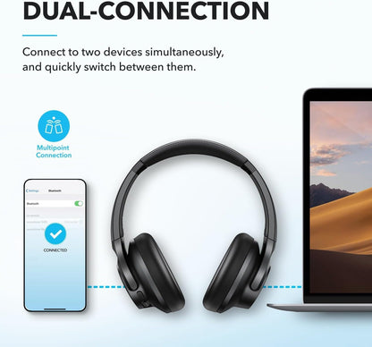 Soundcore by Anker Q20i Hybrid Active Noise Cancelling Headphones, Wireless Over-Ear Bluetooth, 40H Long ANC Playtime, Hi-Res Audio, Big Bass, Customize via an App, Transparency Mode (Black)