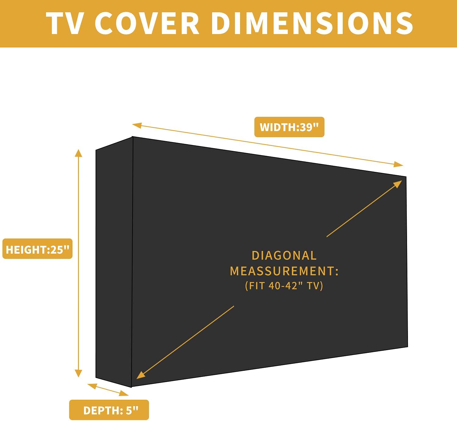 Outdoor TV Cover for 40 to 42 inches LCD, LED, Waterproof, Weatherproof and Dust-Proof TV Screen Protectors with Cleanig Cloth (42 inch,Black)