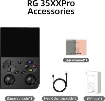 Anbernic RG35XX Pro Retro Handheld Game Console, 3.5" IPS OCA Screen, Linux System, 64GB, WiFi Bluetooth, HDMI Output, 7H Battery, Ideal for Travel Commute Home Outdoor RG35XXPro Black