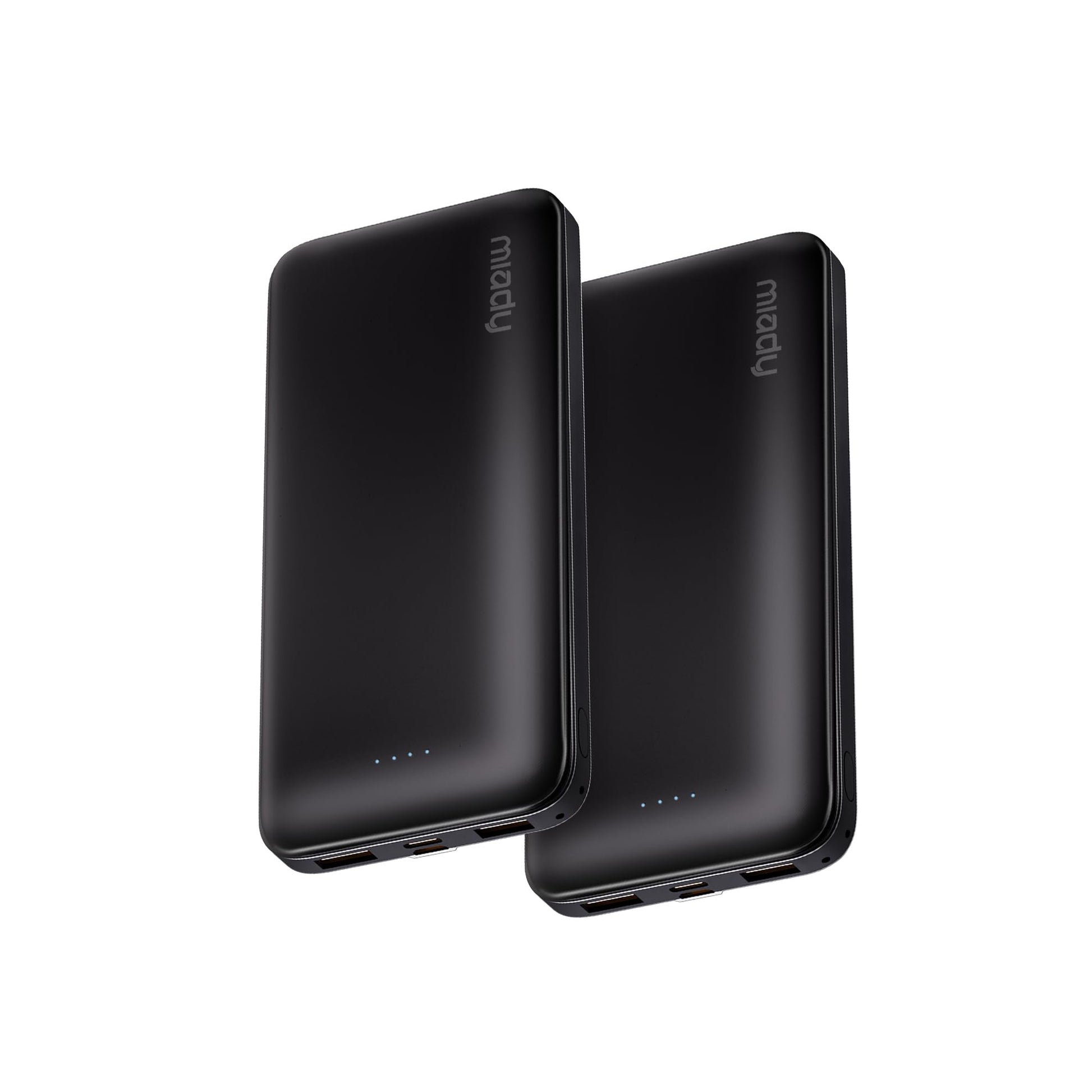 Miady 2-Pack Portable Charger, Slim 10000mAh Power Bank Travel Battery Pack 3 Outputs 2 Inputs Compatible with iPhone 17/16/15/14/13 Galaxy S24/22 iPad Android etc (Black+White)
