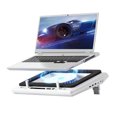 llano V12 Gaming Laptop Cooling Pad, RGB Laptop Cooler, Laptop Cooling Fan Stand with 5.5 Inch Powerful Turbofan, for 15.6-19in Laptop, Adjustable Speed, Dustproof, 3-Port USB Hub, Black (RGB)