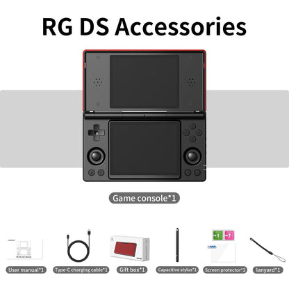 Aivuidbs RG DS Foldable Handheld Game Console RK3568 Anbernic RG DS Android 14 System two-Player Joystick Top and Bottom Dual Screen 4 inch OCA Full Touch Screen 4000mAh 3 + 32gb