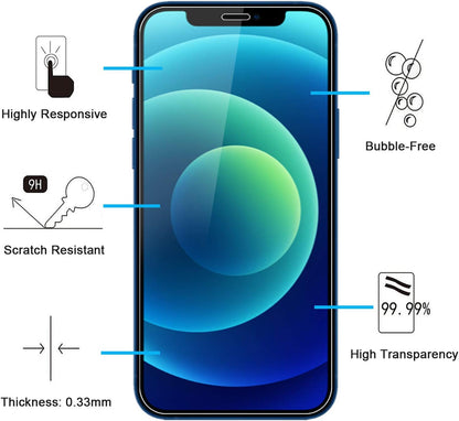 NEW'C 3 Pack Designed for iPhone 12,iPhone 12 Pro Screen Protector (6.1"), Enhanced Tempered Glass Protection, Case Friendly Bubble Free Ultra Resistant