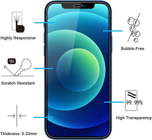 NEW'C 3 Pack Designed for iPhone 12,iPhone 12 Pro Screen Protector (6.1"), Enhanced Tempered Glass Protection, Case Friendly Bubble Free Ultra Resistant