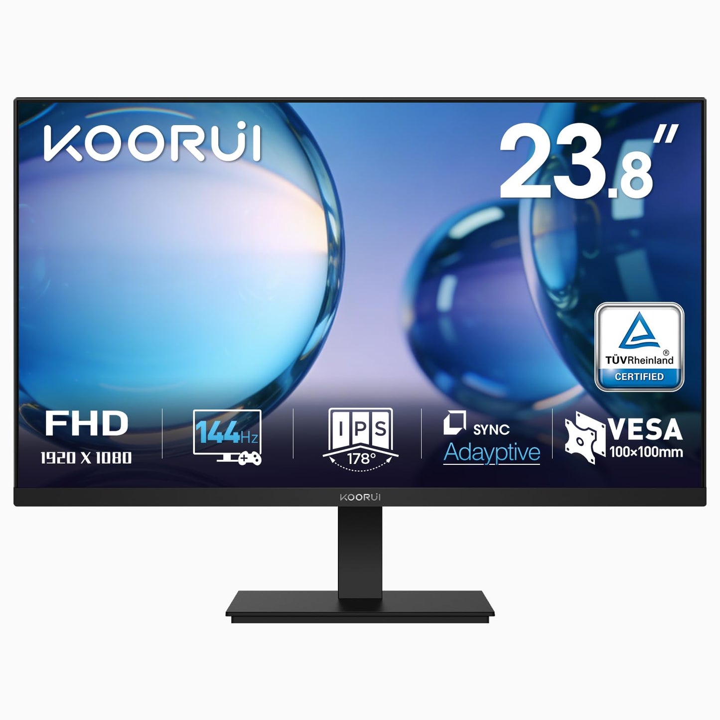 KOORUI New 22 Inch Computer Monitor FHD 1080P 120Hz PC Gaming Screen VA Panel Ultra-Slim Display 4000:1 Contrast Ratio with Adpitive Sync (HDMI/VGA/VESA Compatible 100x100mm/Audio Out), Tilt, Black