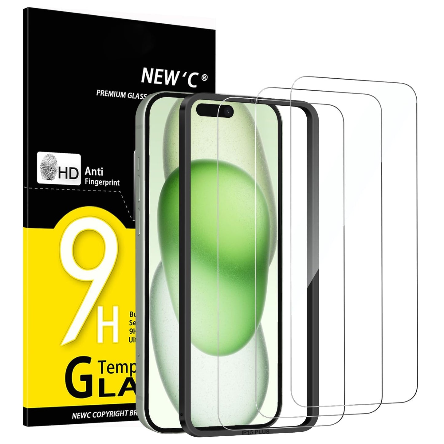 NEW'C 3 Pack Designed for iPhone 12,iPhone 12 Pro Screen Protector (6.1"), Enhanced Tempered Glass Protection, Case Friendly Bubble Free Ultra Resistant