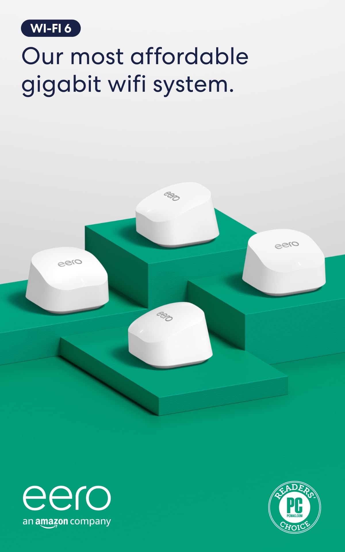 Amazon eero 6+ mesh wifi router - Supports internet plans up to a Gigabit, Coverage up to 1,500 sq. ft., Connect 75+ devices, 1-pack