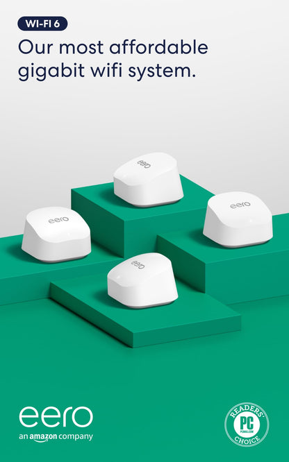 Amazon eero 6+ mesh wifi router - Supports internet plans up to a Gigabit, Coverage up to 1,500 sq. ft., Connect 75+ devices, 1-pack