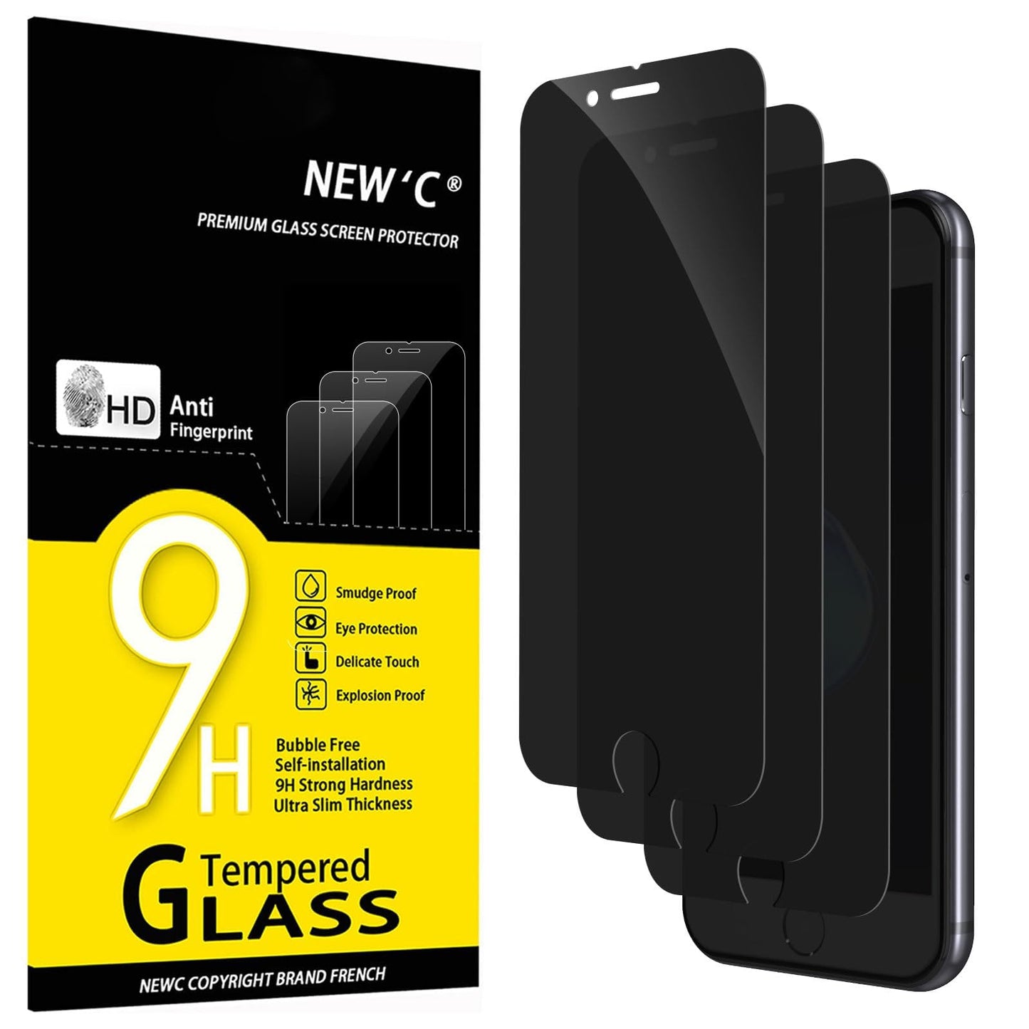 NEW'C 3 Pack Designed for iPhone 12,iPhone 12 Pro Screen Protector (6.1"), Enhanced Tempered Glass Protection, Case Friendly Bubble Free Ultra Resistant