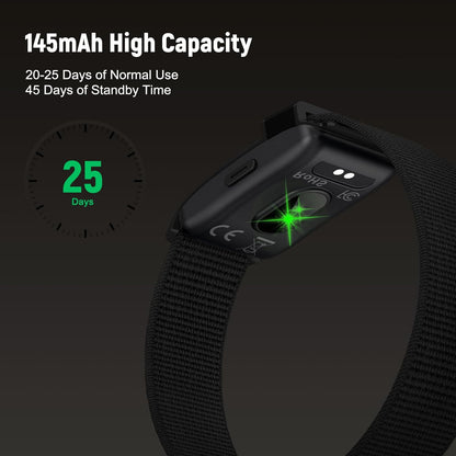Fitness Trackers Smart Wristband with Hidden Screen(Wrist-Raise Screen Activation) Activity & Sleep Tracker with Heart Rate/HRV/Blood Oxygen, Vibration Alerts, Free APP Black (Universal Size)