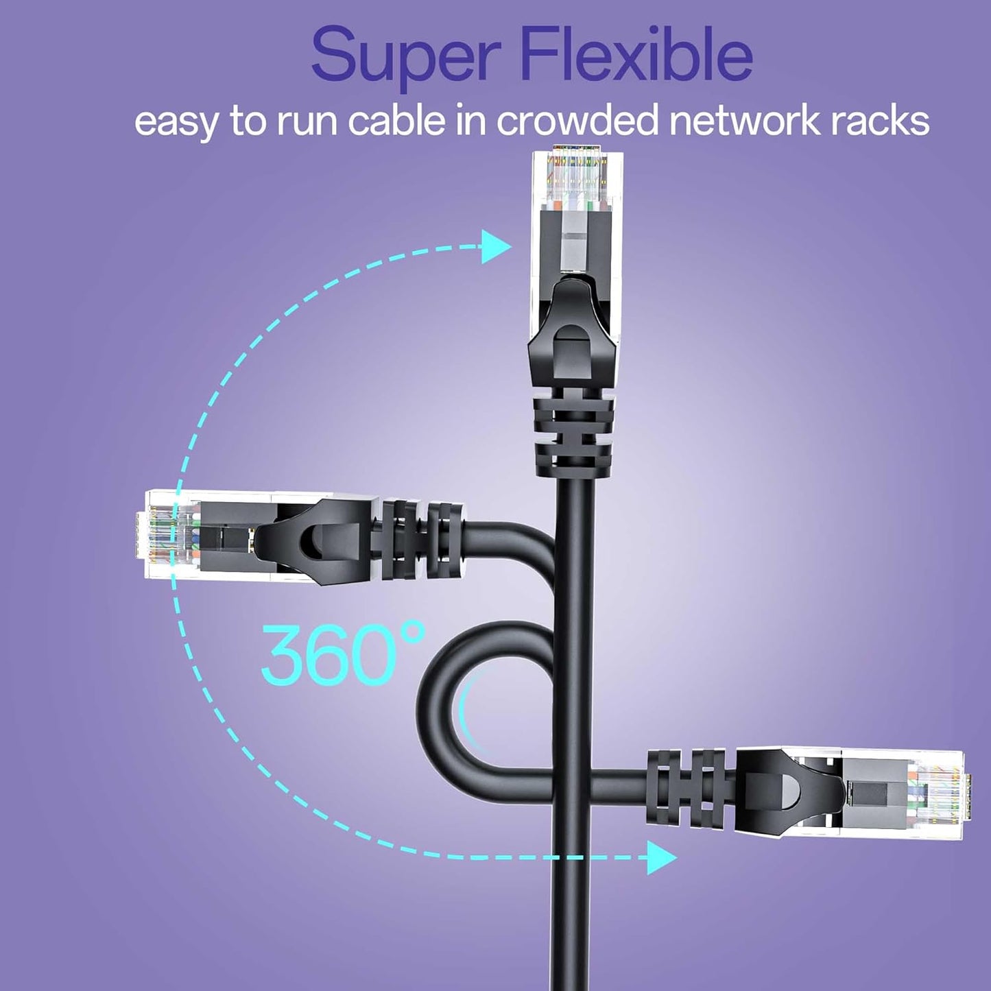 Cat 6 Ethernet Cable 3FT 10Pack, Cat6 Ethernet Patch Cable 10Gbps, High-Speed UTP Cat6 Network Cable Pure Copper, Cat 6 Cable for Home and Office Network, Black