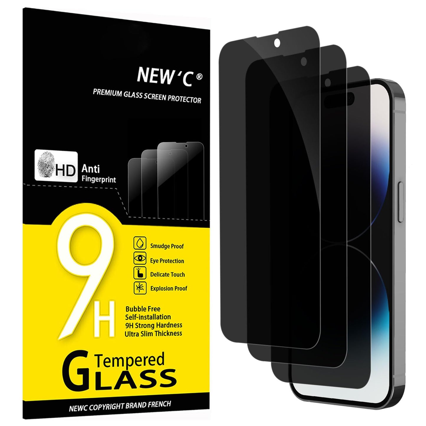 NEW'C 3 Pack Designed for iPhone 12,iPhone 12 Pro Screen Protector (6.1"), Enhanced Tempered Glass Protection, Case Friendly Bubble Free Ultra Resistant
